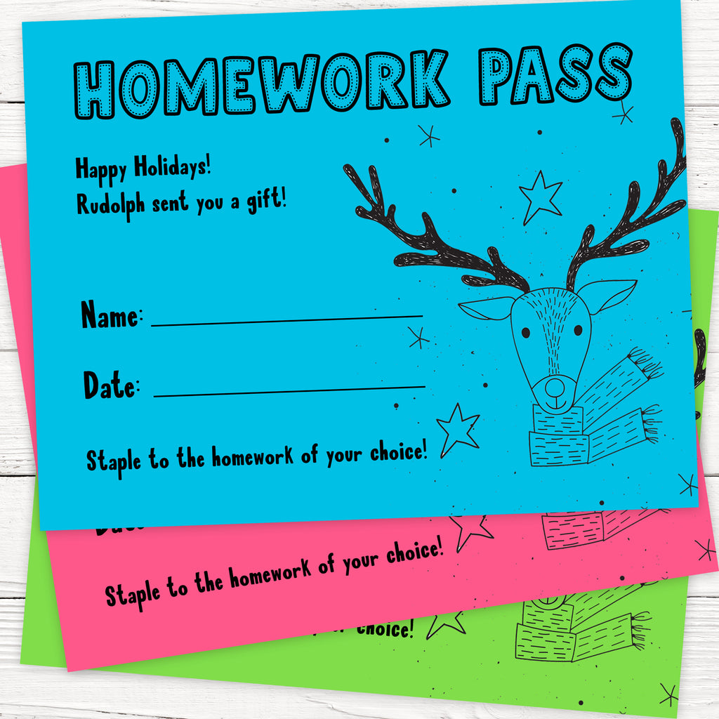 Free Printable Rudolph Homework Pass
