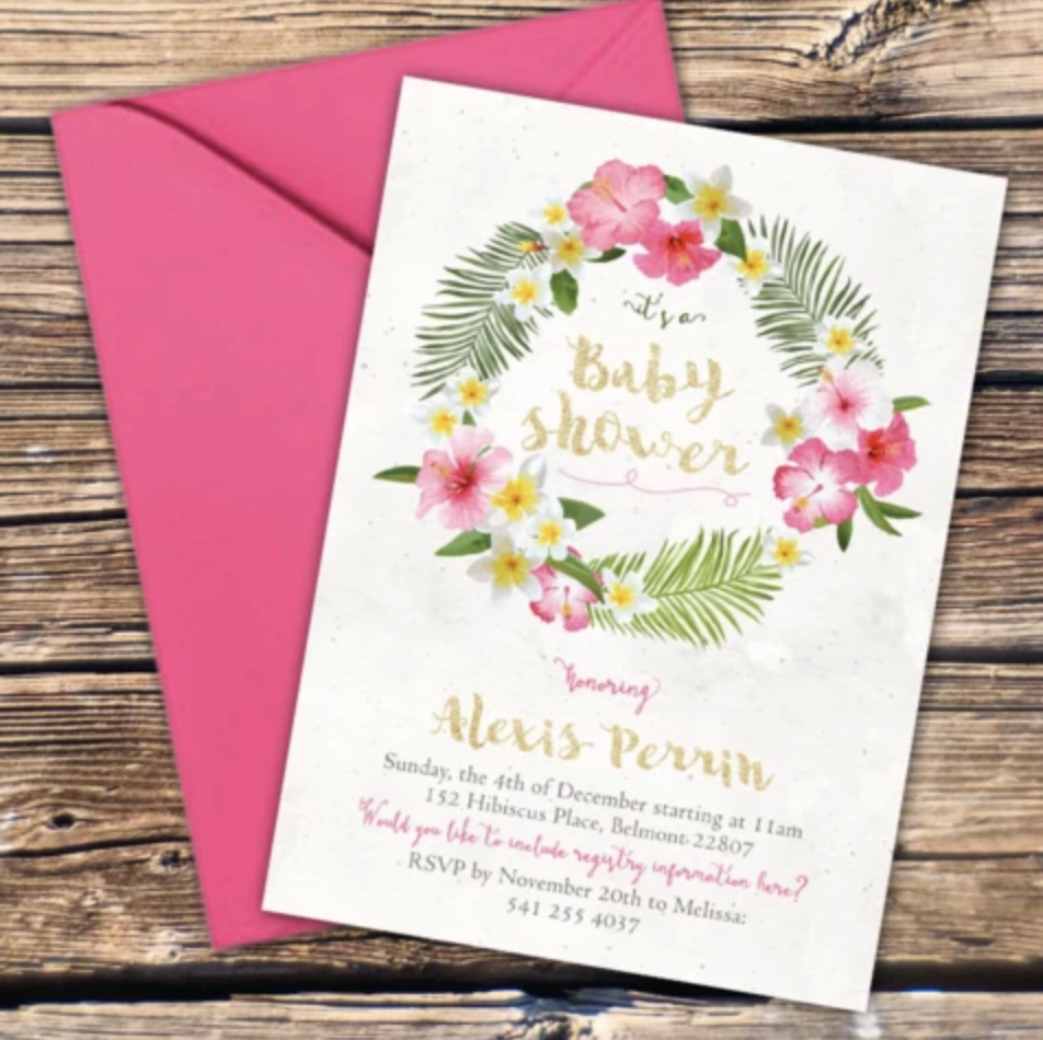 Tropical baby deals shower invitations free