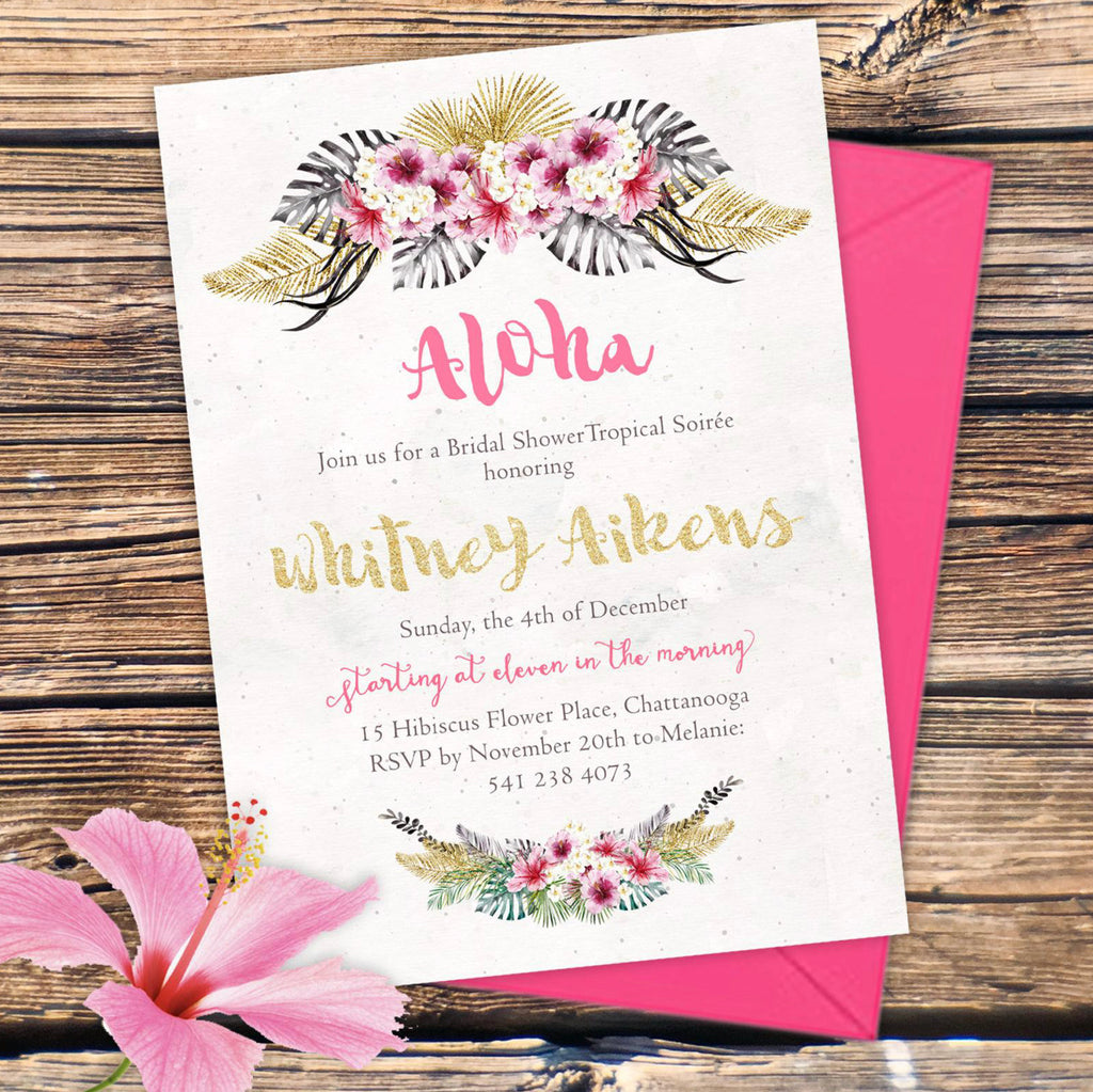 Aloha Tropical Bridal Shower Invitation