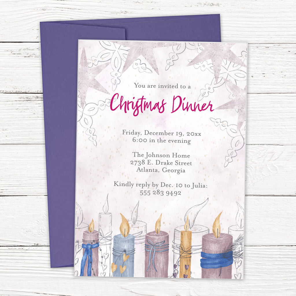Candle Christmas Party Invitation