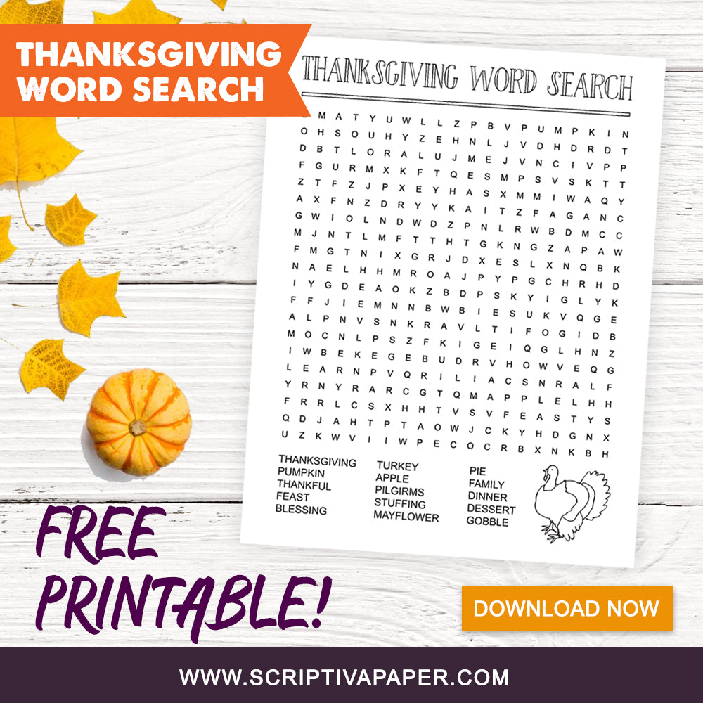 FREE Printable Thanksgiving Word Search
