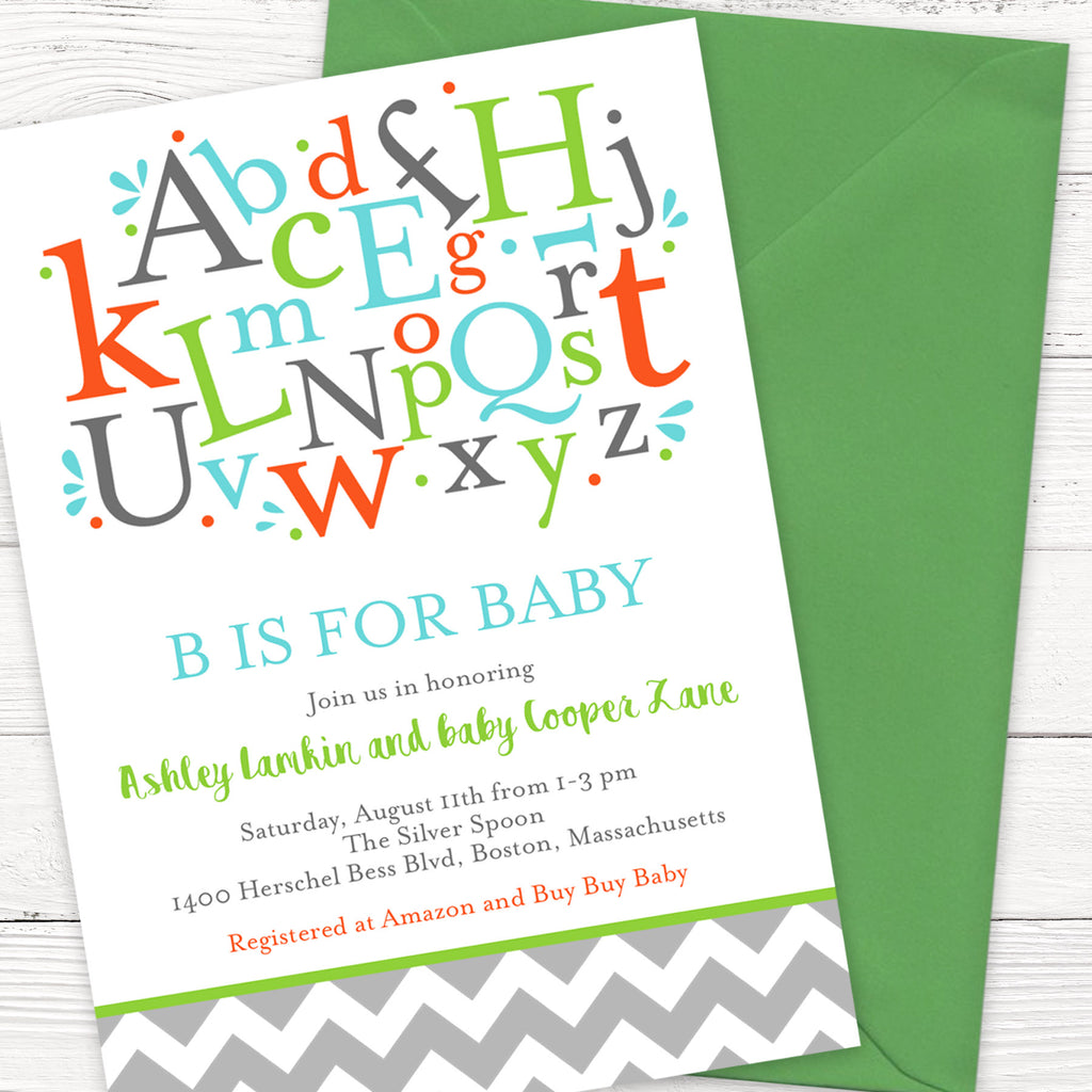 B is for Baby | Free Printable Baby Shower Invitation