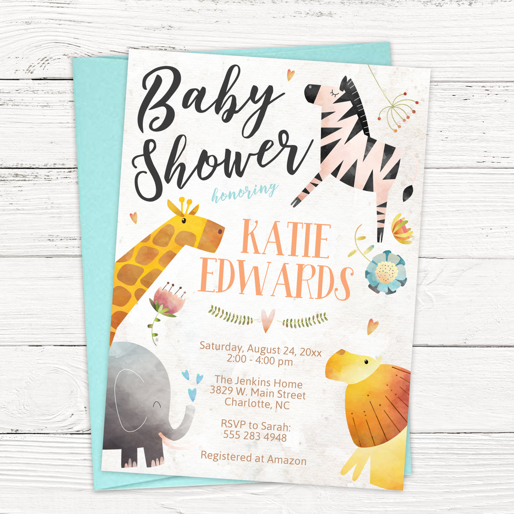 Free Jungle & Safari Baby Shower Invitation Template