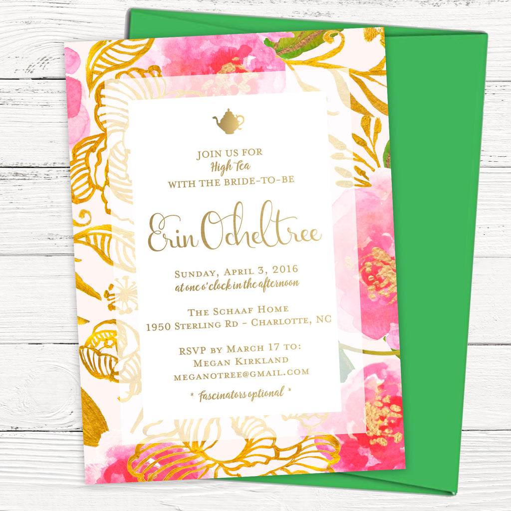 FREE Tea Party Bridal Shower Invitation Template