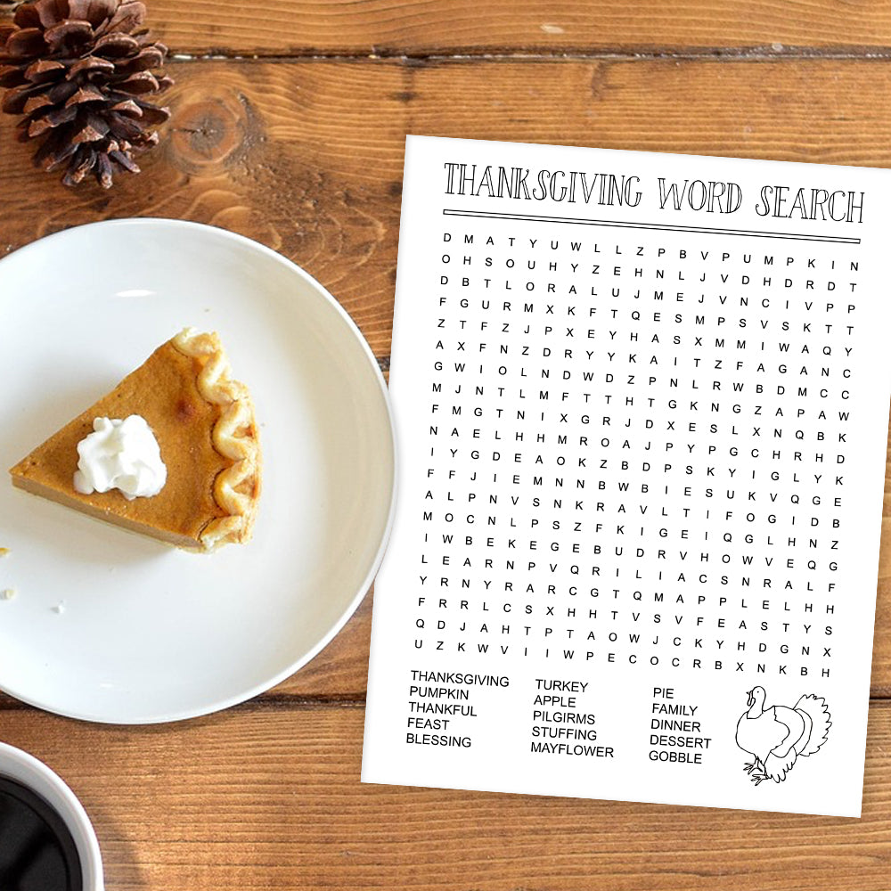 FREE Thanksgiving Word Search for Kids!