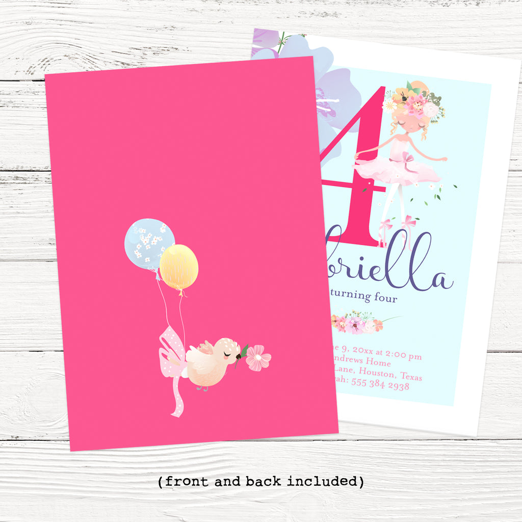 Floral Ballerina Birthday Invitation