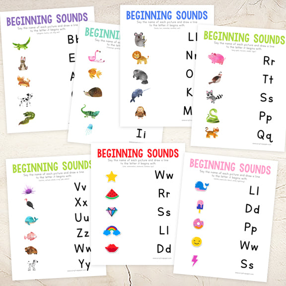 13 Worksheets for Matching Beginning Sounds