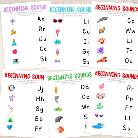13 Worksheets for Matching Beginning Sounds