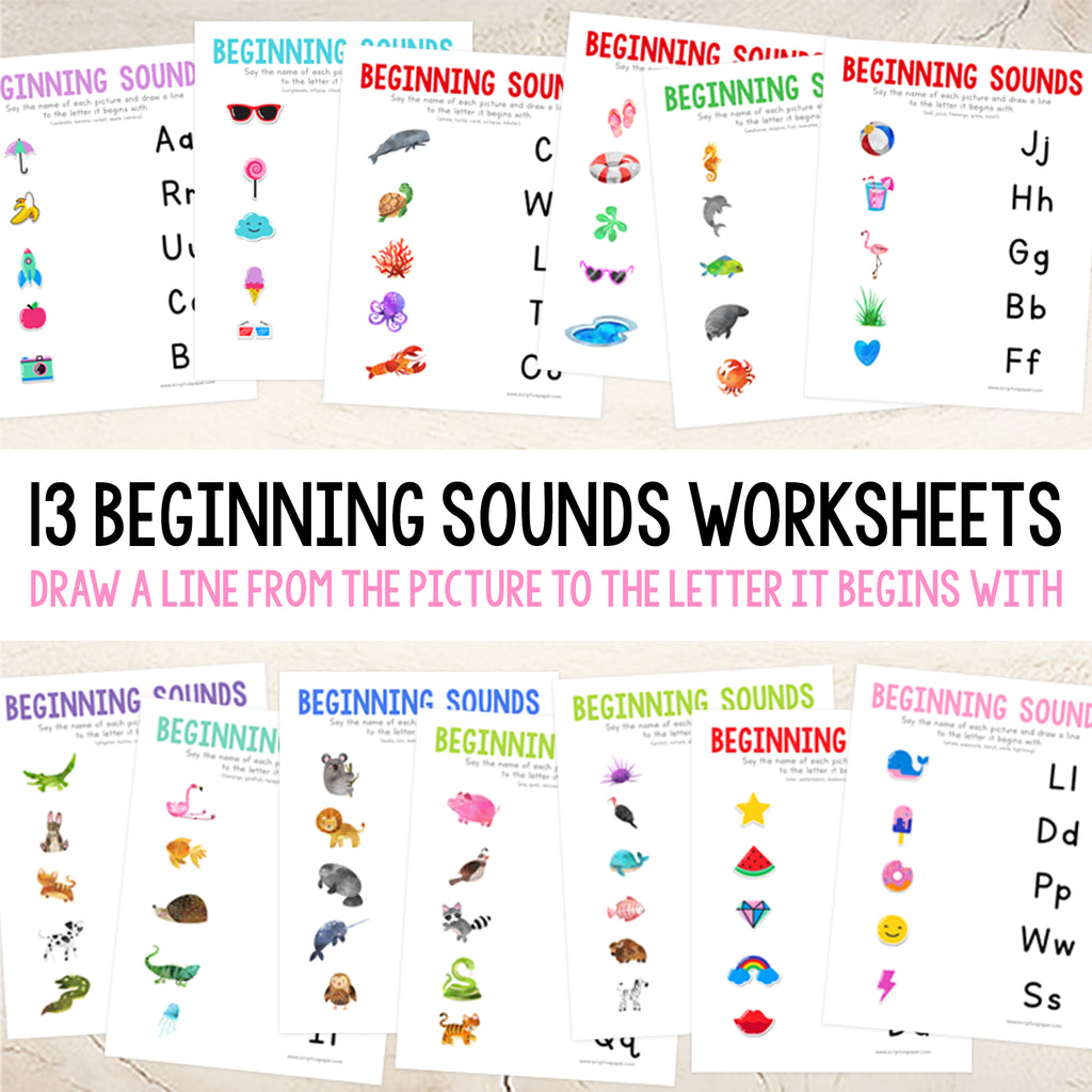 13 Worksheets for Matching Beginning Sounds