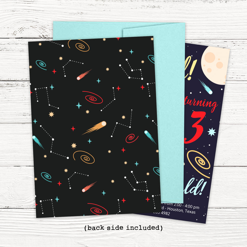 Boy Outer Space Birthday Invitation