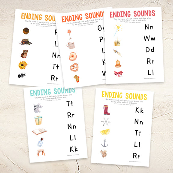 10 Worksheets for Ending Sounds Practice