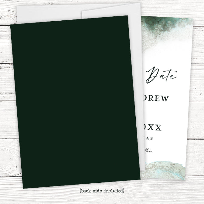 Emerald Green Watercolor Save the Dates