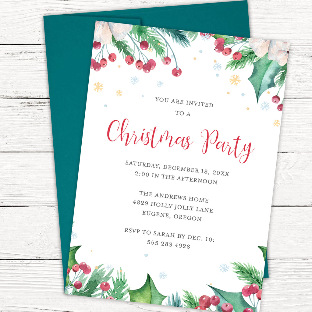 Holly Jolly Christmas Party Invitation