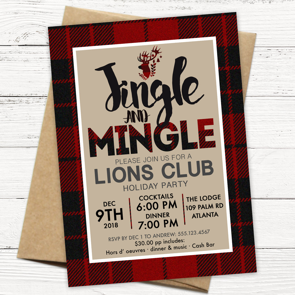 Red Plaid Christmas Party Invitation
