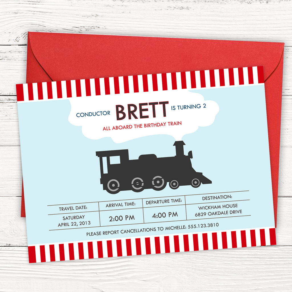 Locomotive Train Birthday Invitation