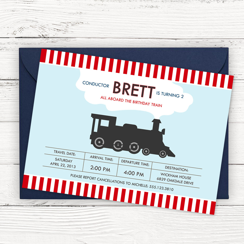 Locomotive Train Birthday Invitation