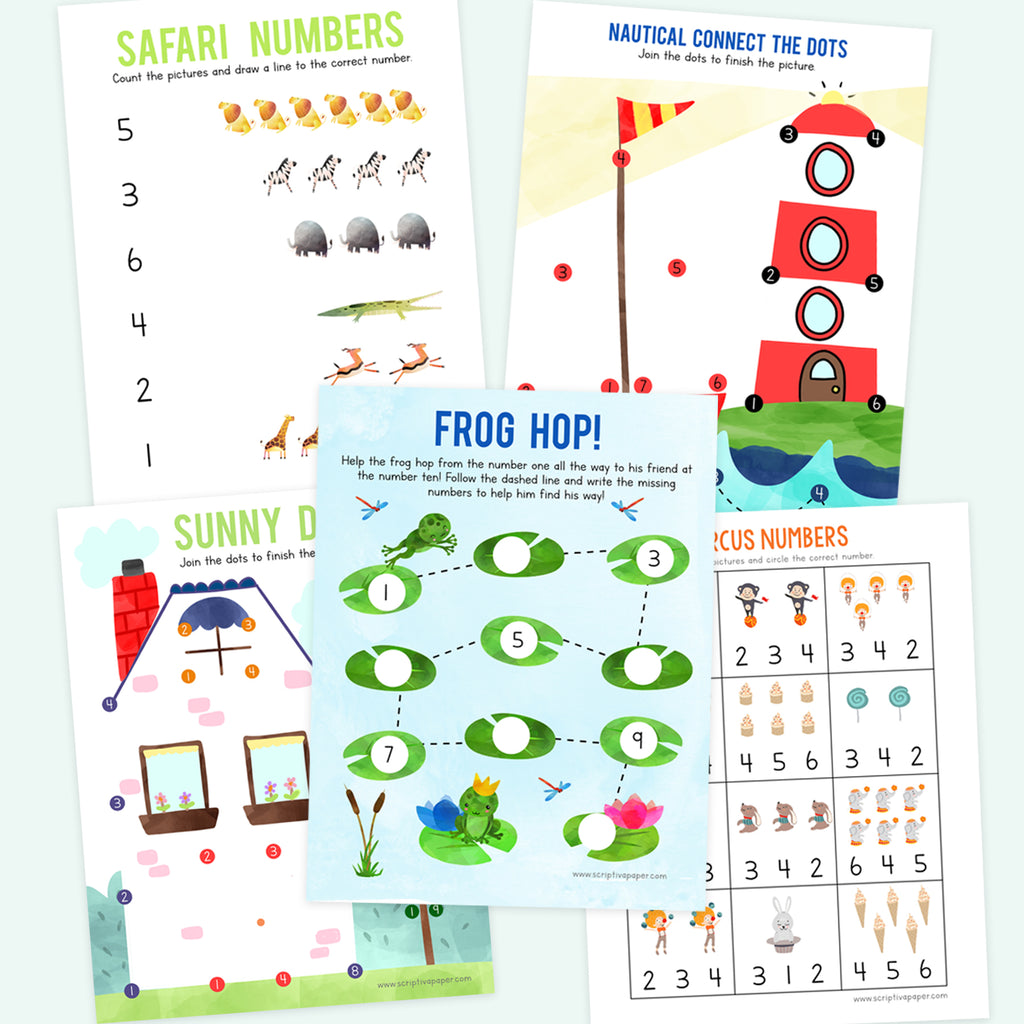 10 Worksheets for Learning Numbers 1-20