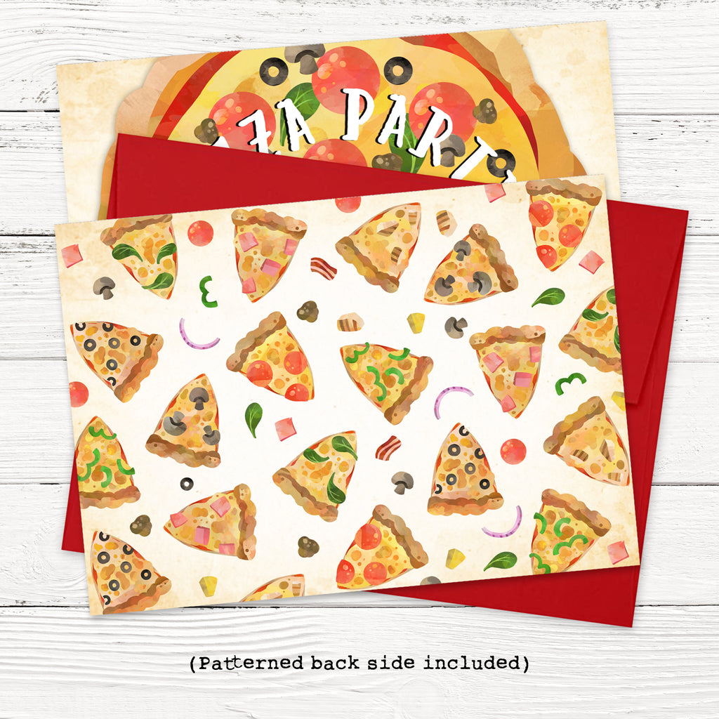 Pizza Party Birthday Invitations