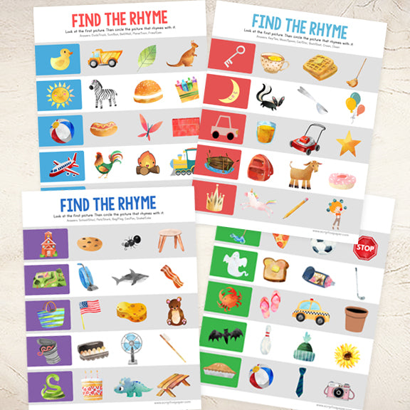 8 Worksheets for Practicing Rhyming Words
