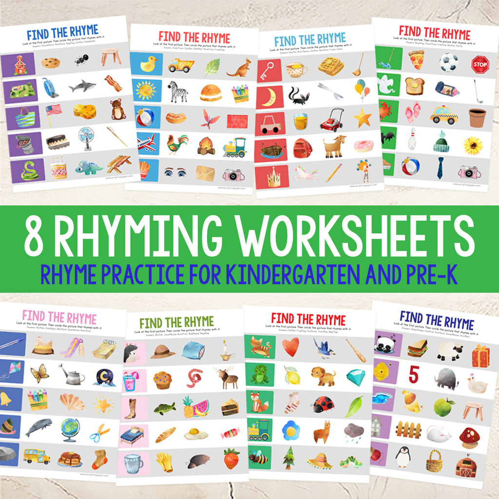 8 Worksheets for Practicing Rhyming Words