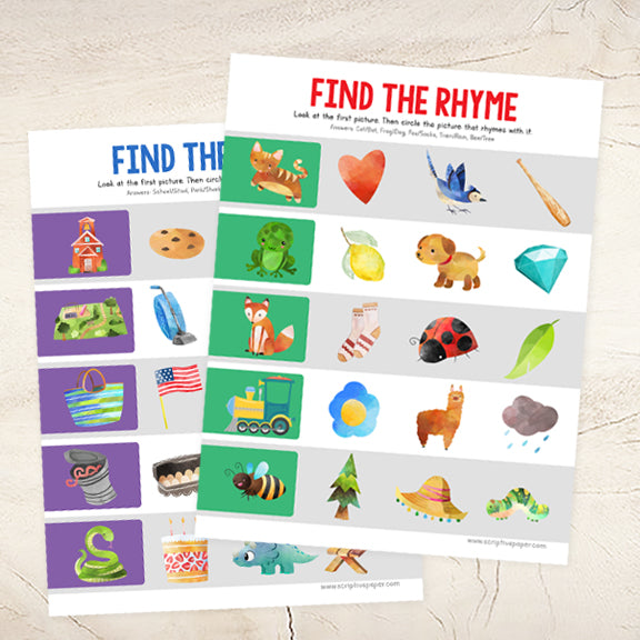 8 Worksheets for Practicing Rhyming Words
