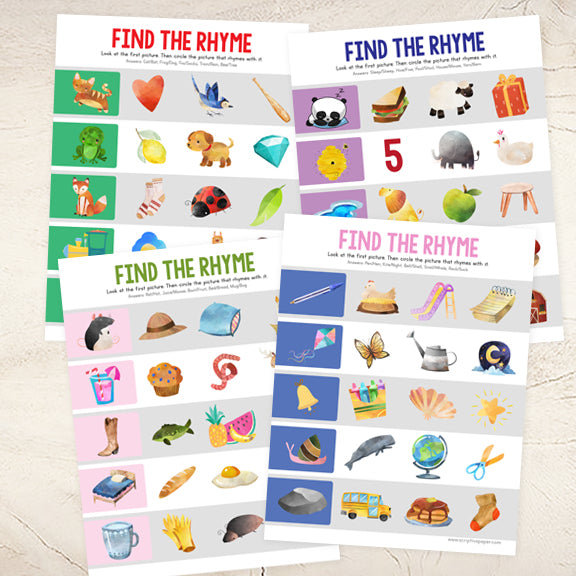 8 Worksheets for Practicing Rhyming Words