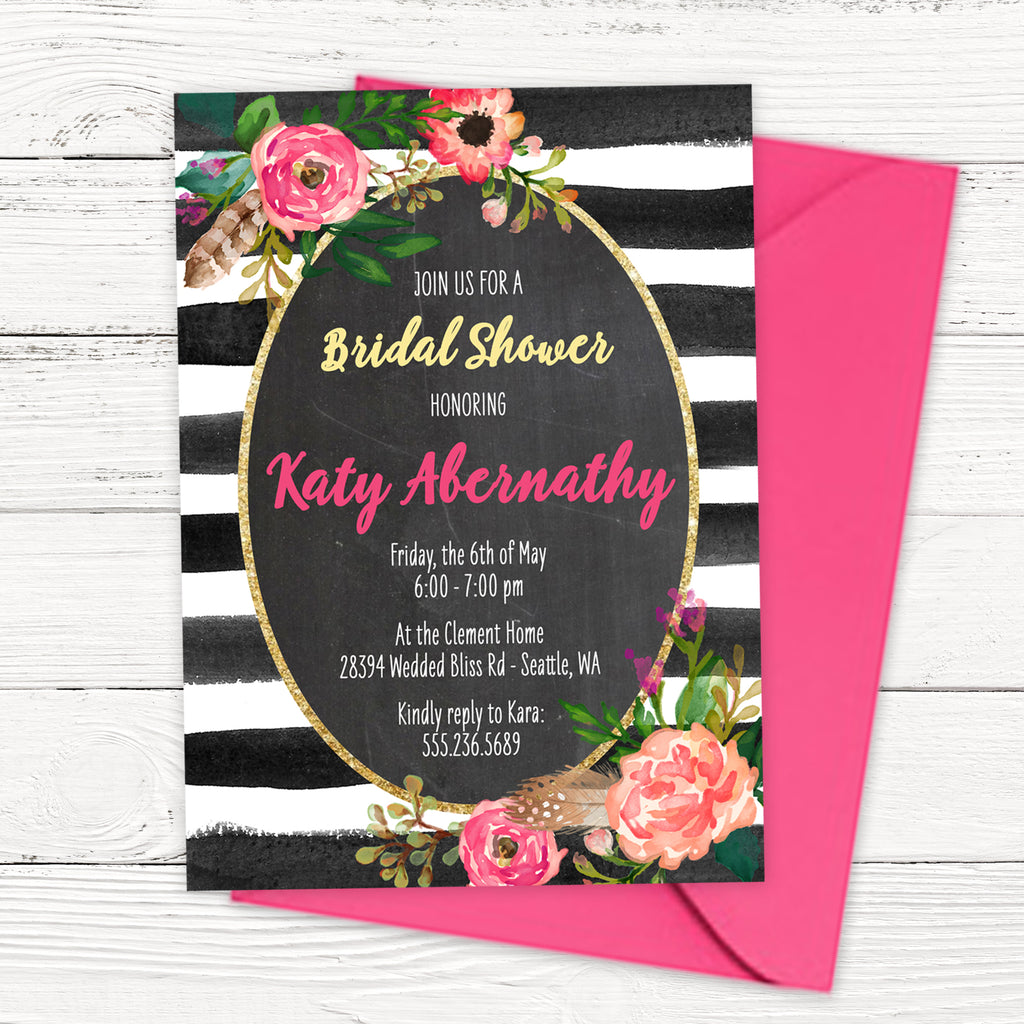 Romance in Bloom Watercolor Bridal Shower Invitation