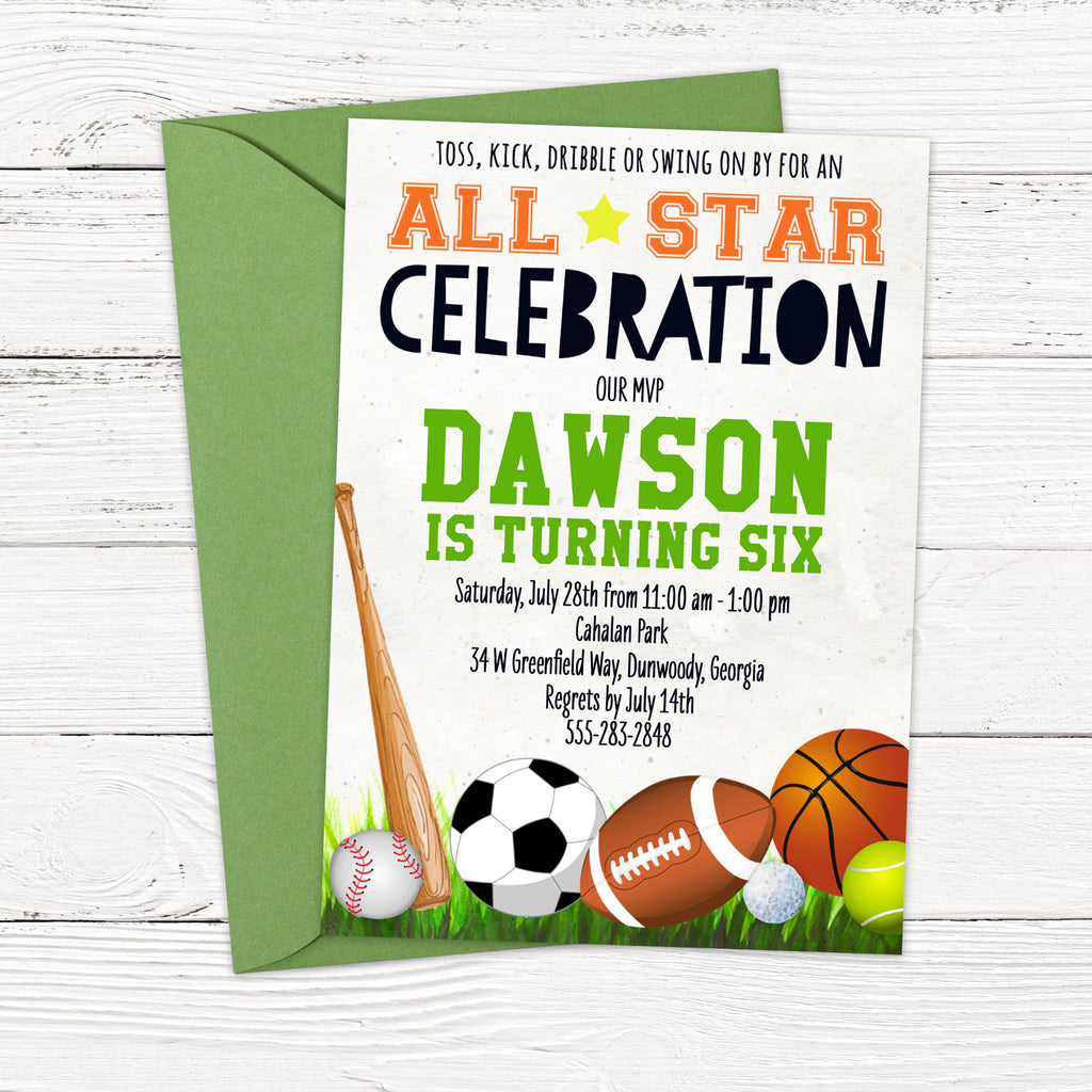 Sports Birthday Invitation