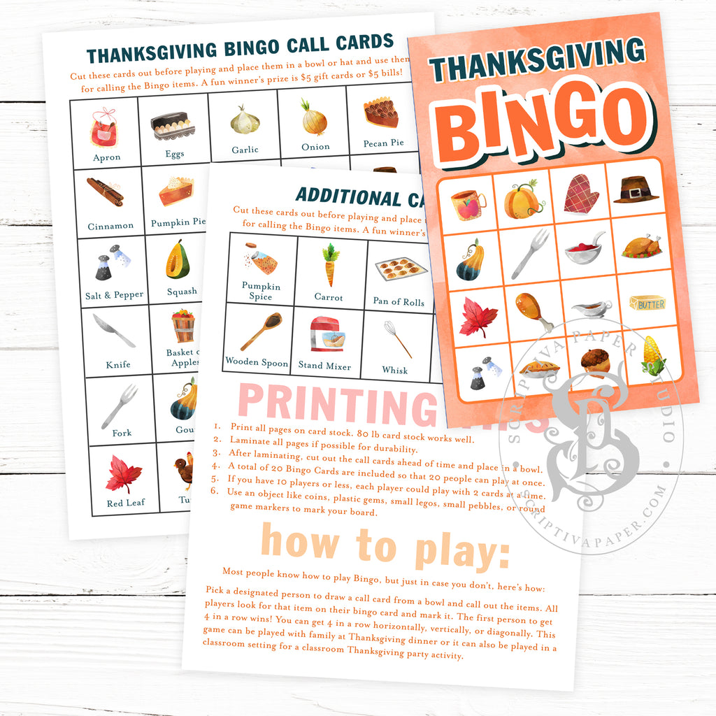 Thanksgiving Bingo Game