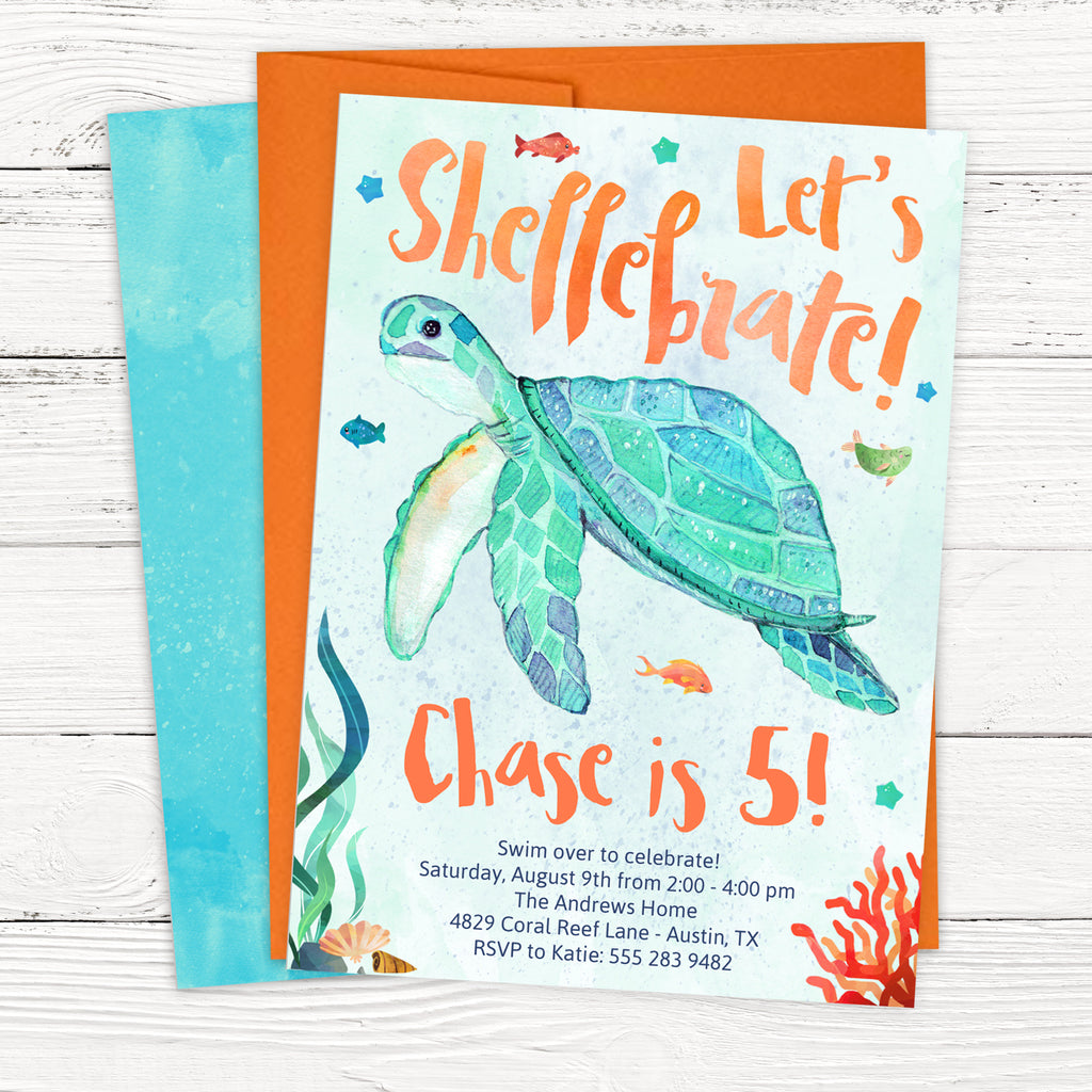 Sea Turtle Birthday Invitation