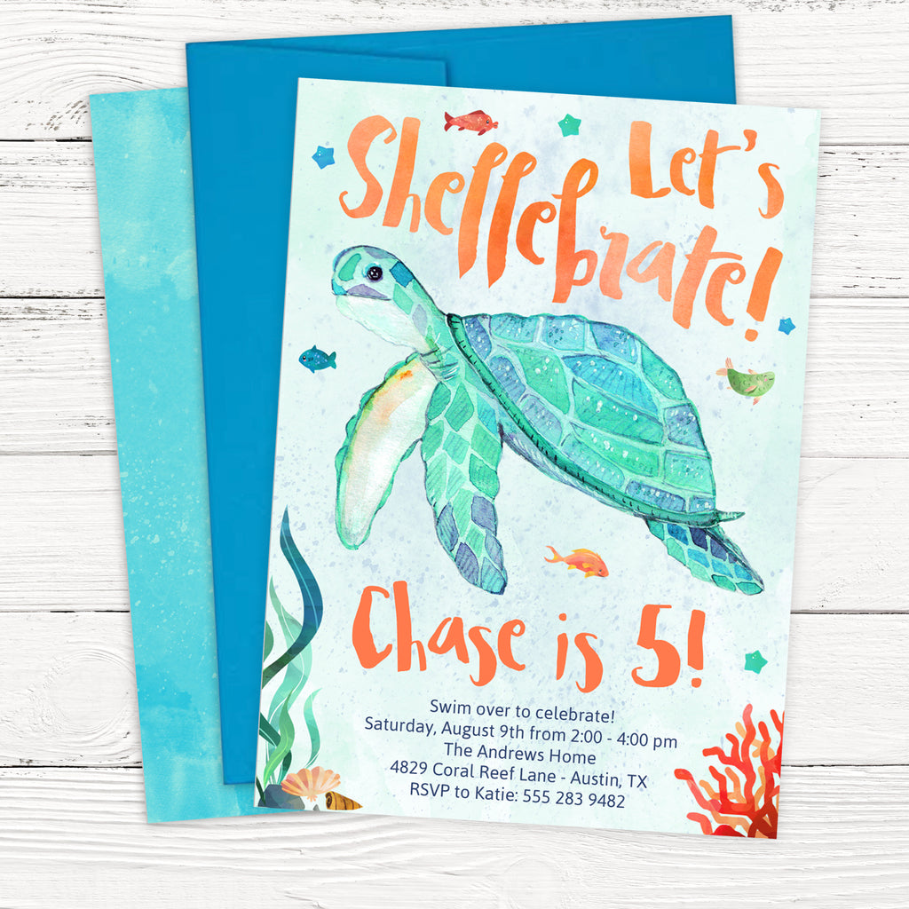 Sea Turtle Birthday Invitation