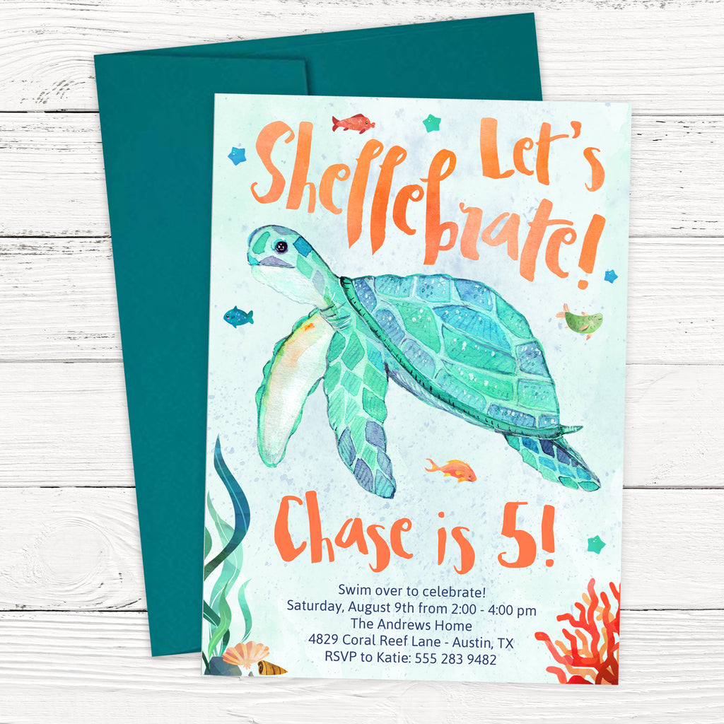 Sea Turtle Birthday Invitation
