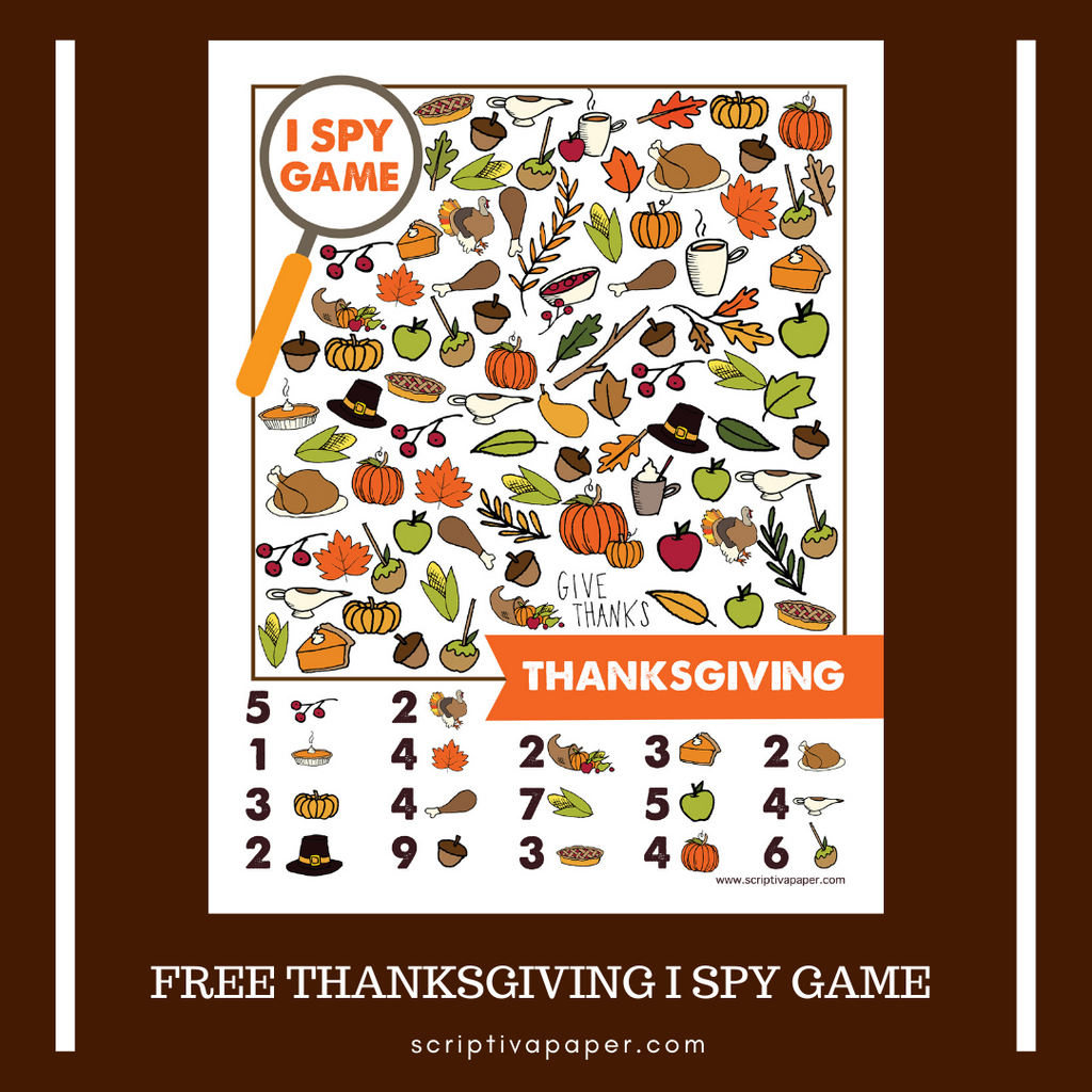 FREE Printable Thanksgiving Activity Sheet -  I Spy Game