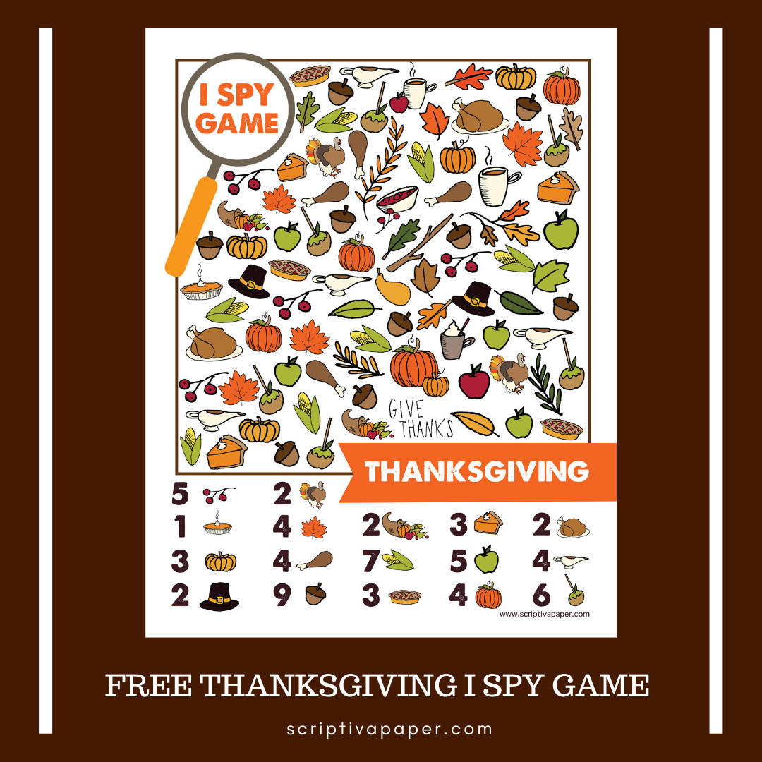 free printable thanksgiving activity sheet - i spy game
